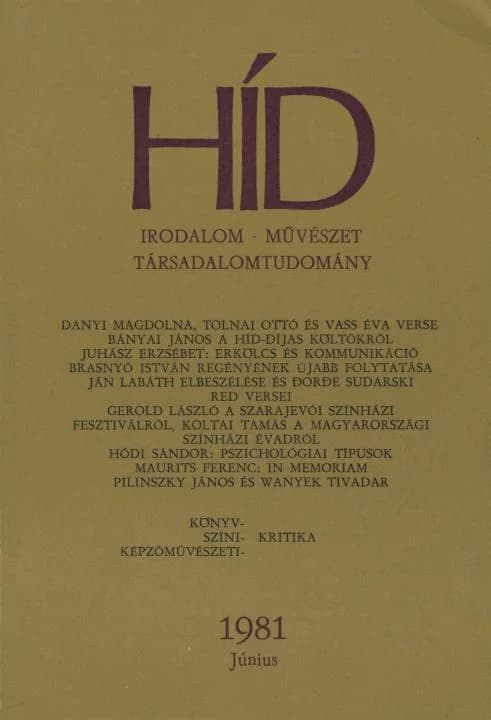 Híd, 45. évf. 1981. június. 6. sz. 669–808. oldal