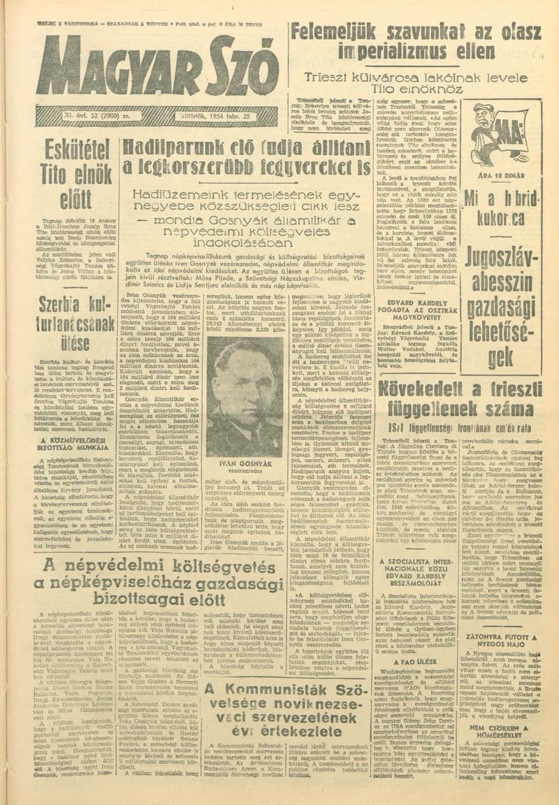 Magyar Szó, 11. évf. 1954. február 25. 52. sz. 1–10. oldal