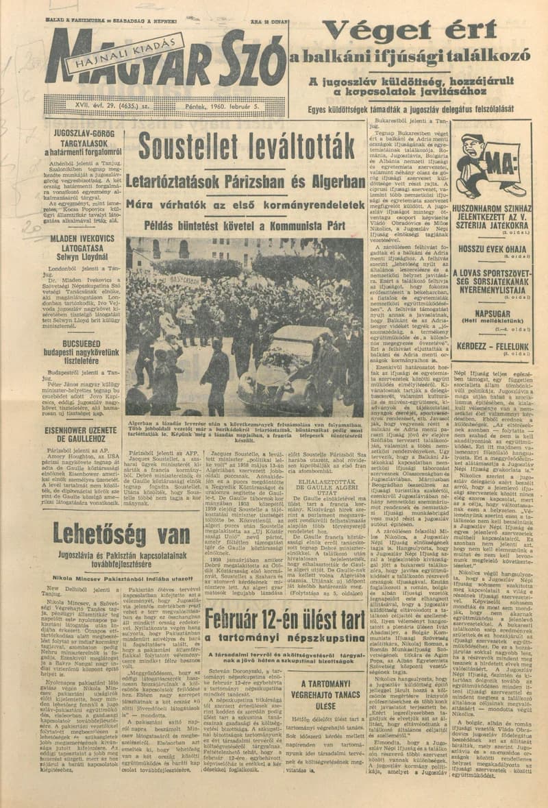 Magyar Szó, 17. évf. 1960. február 5. 29. sz. 1–22. oldal