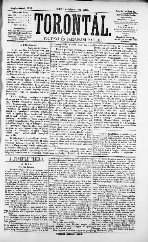 Torontál, 23. évf. 1894. október 10. 232. sz.