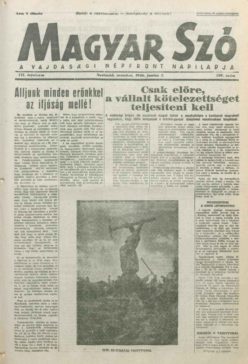 Magyar Szó, 3. évf. 1946. június 1. 129. sz. 1–8. oldal