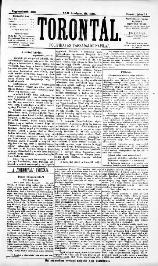 Torontál, 22. évf. 1893. július 22. 166. sz.