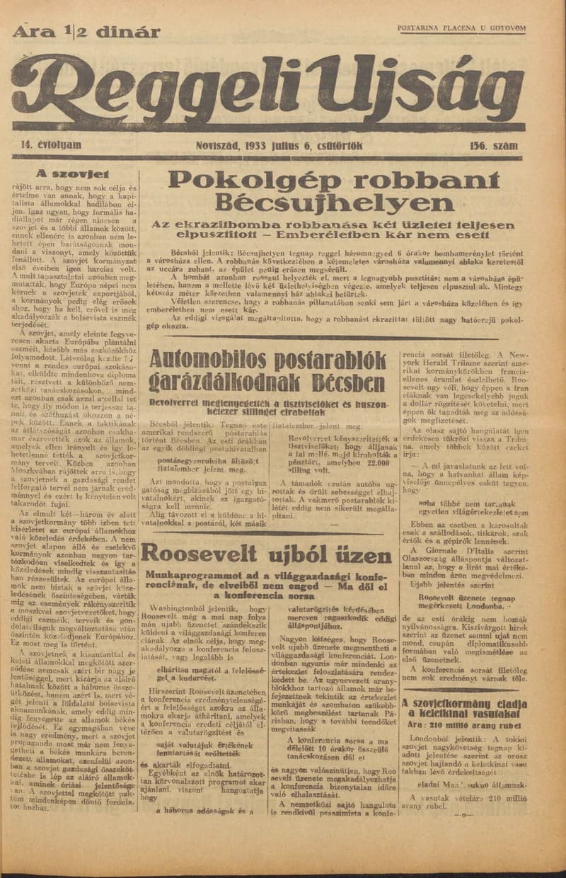 Reggeli Újság, 14. évf. 1933. július 6. 156. sz.