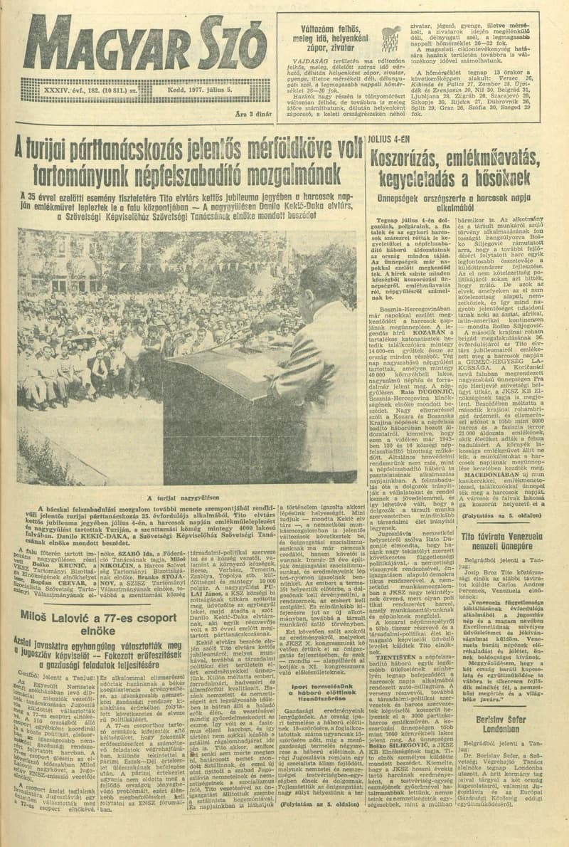 Magyar Szó, 34. évf. 1977. július 5. 182. sz.