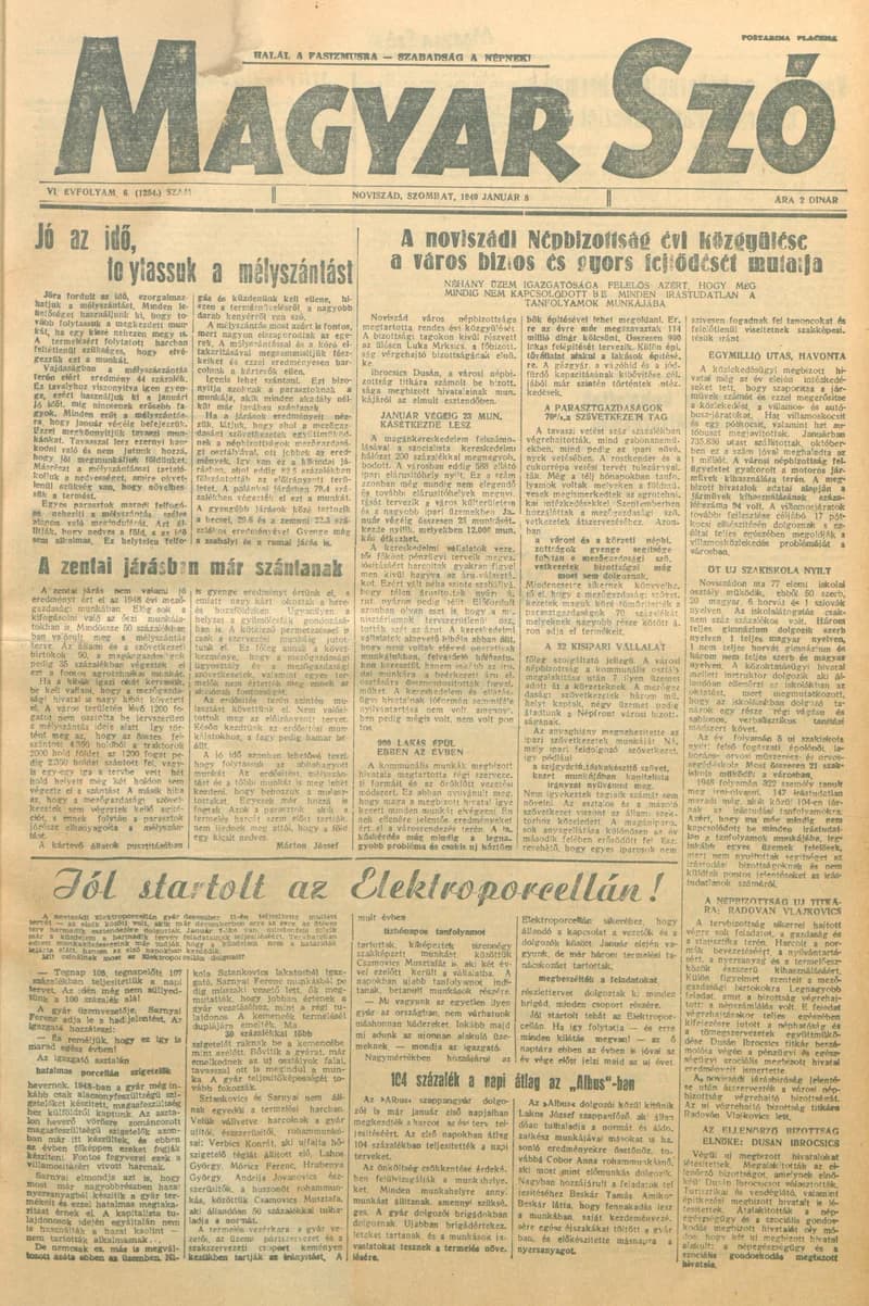 Magyar Szó, 6. évf. 1949. január 8. 6. sz. 1–4. oldal