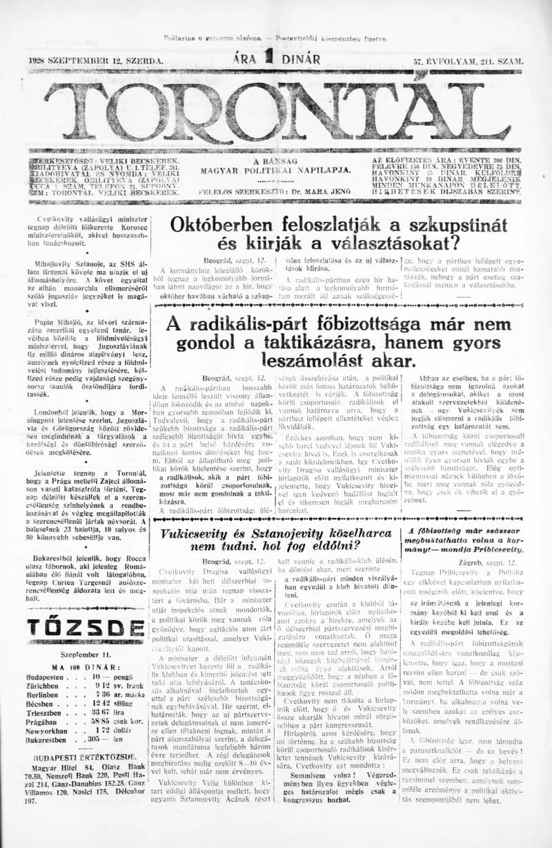 Torontál, 57. évf. 1928. szeptember 12. 211. sz.
