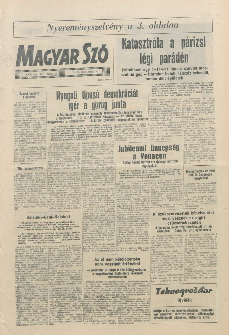 Magyar Szó, 30. évf. 1973. június 4. 151. sz. 1–10. oldal