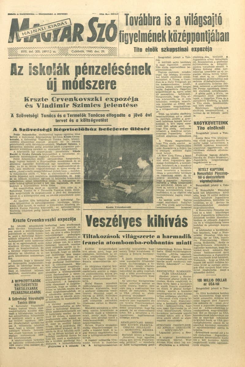 Magyar Szó, 17. évf. 1960. december 29. 305. sz. 1–22. oldal
