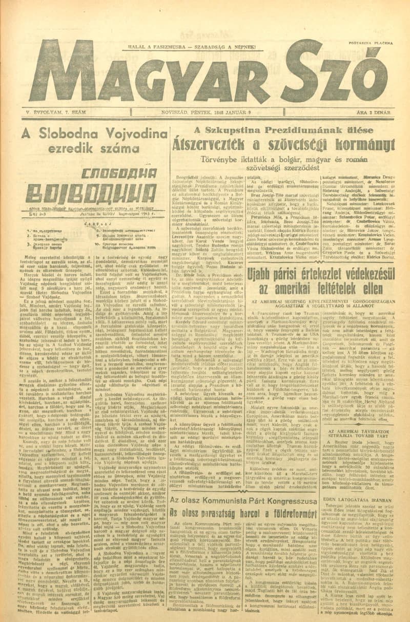 Magyar Szó, 5. évf. 1948. január 9. 7. sz. 1–6. oldal