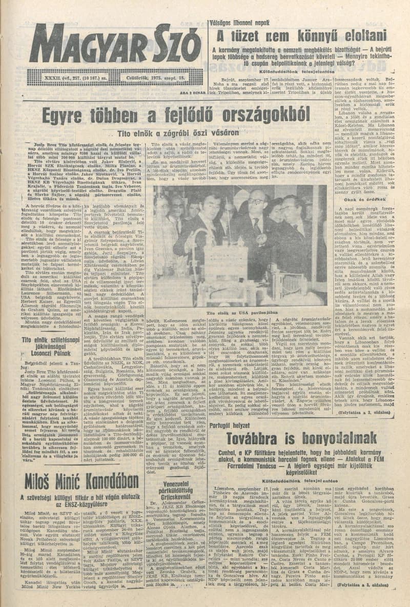 Magyar Szó, 32. évf. 1975. szeptember 18. 257. sz.