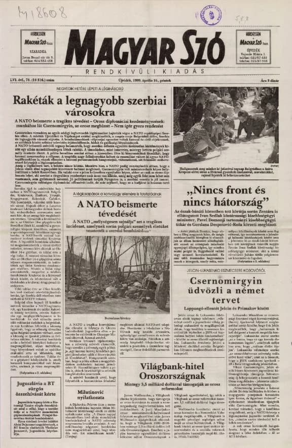 Magyar Szó, 56. évf. 1999. április 16. 78. sz. 1–8. oldal