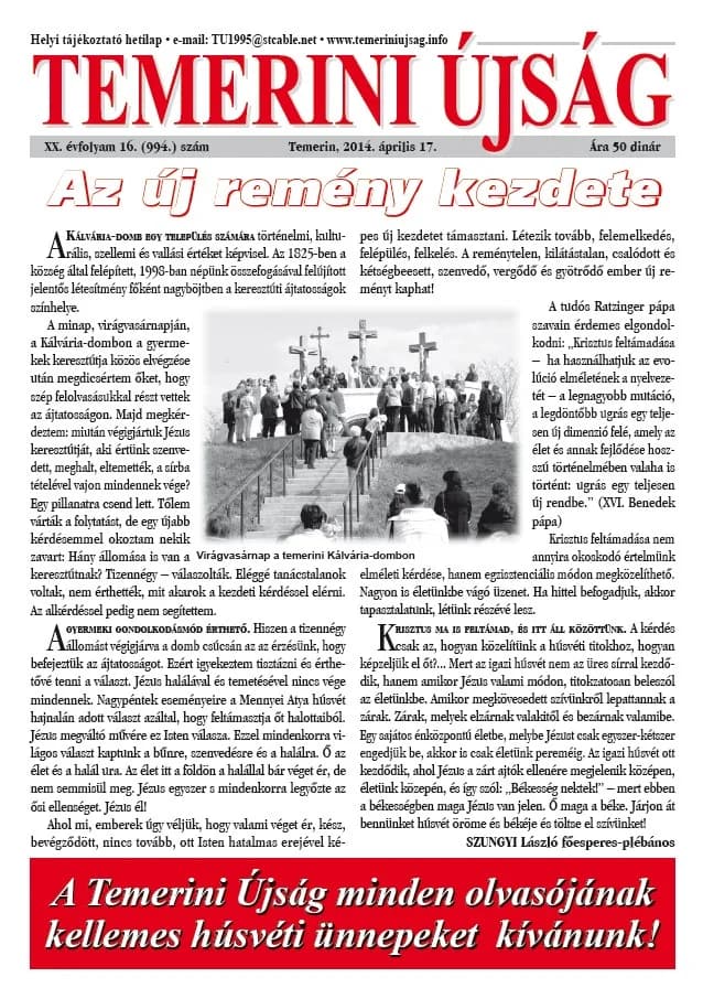 Temerini Újság, 20. évf. 2014. április 17. 16. sz.
