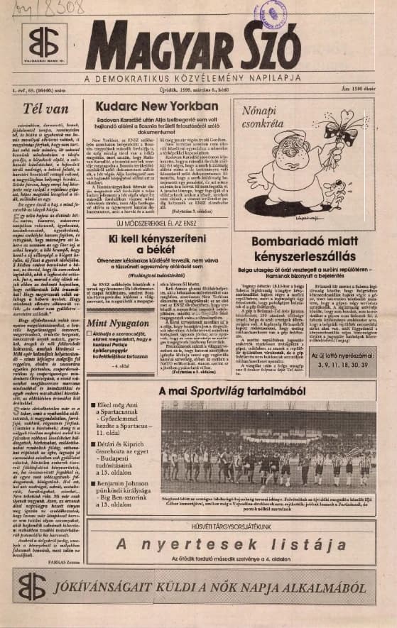 Magyar Szó, 50. évf. 1993. március 8. 65. sz. 1–16. oldal