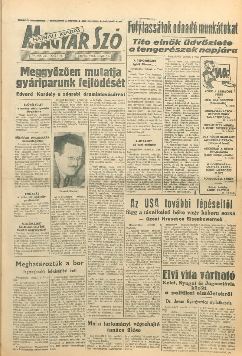 Magyar Szó, 15. évf. 1958. szeptember 10. 227. sz. 1–16. oldal