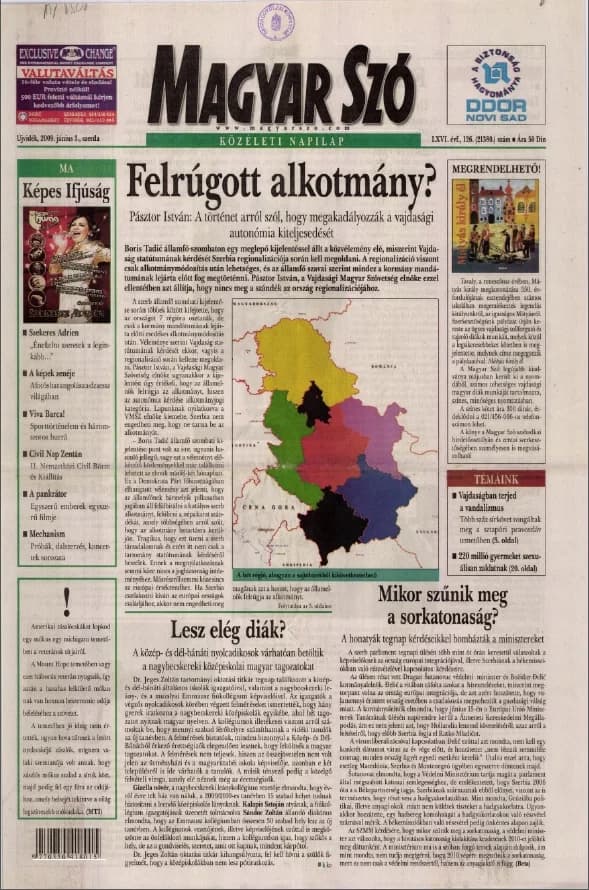 Magyar Szó, 66. évf. 2009. június 3. 126. sz. 1–20. oldal