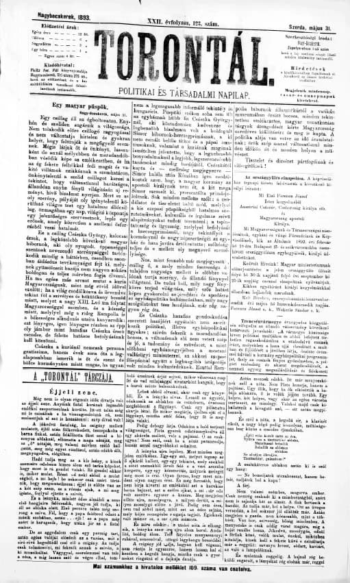 Torontál, 22. évf. 1893. május 31. 123. sz.