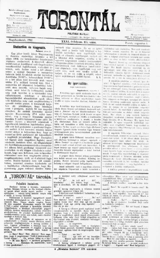 Torontál, 31. évf. 1902. augusztus 1. 175. sz.