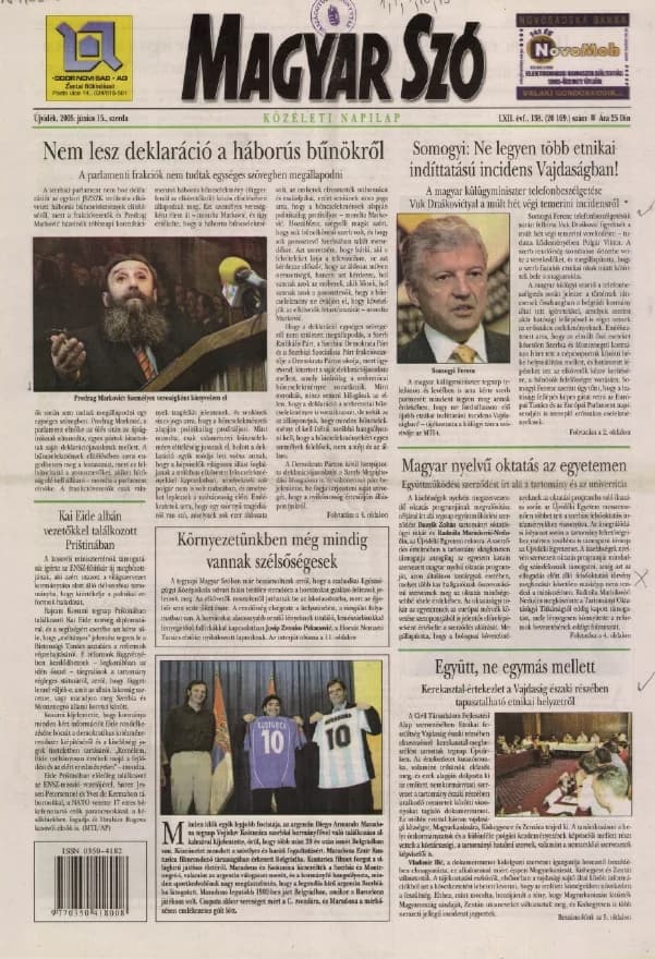 Magyar Szó, 62. évf. 2005. június 15. 138. sz. 1–20. oldal