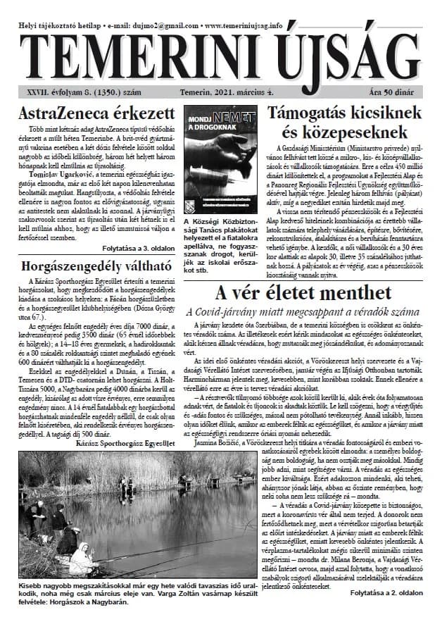 Temerini Újság, 27. évf. 2021. március 4. 8. sz.