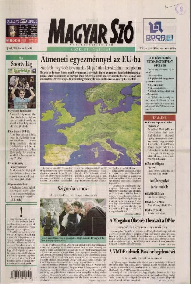 Magyar Szó, 67. évf. 2010. február 1. 24. sz. 1–16. oldal