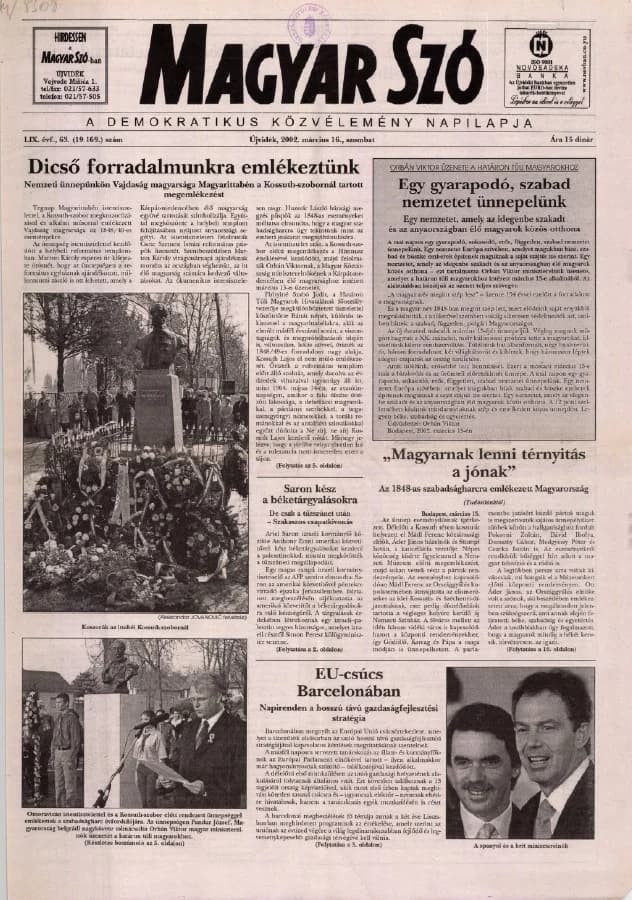 Magyar Szó, 59. évf. 2002. március 16. 63. sz. 1–16. oldal
