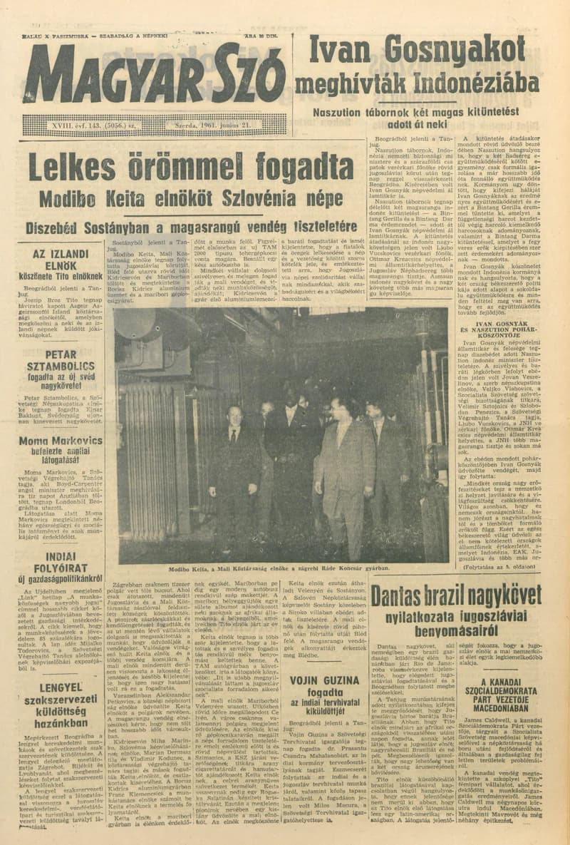 Magyar Szó, 18. évf. 1961. június 21. 143. sz. 1–14. oldal
