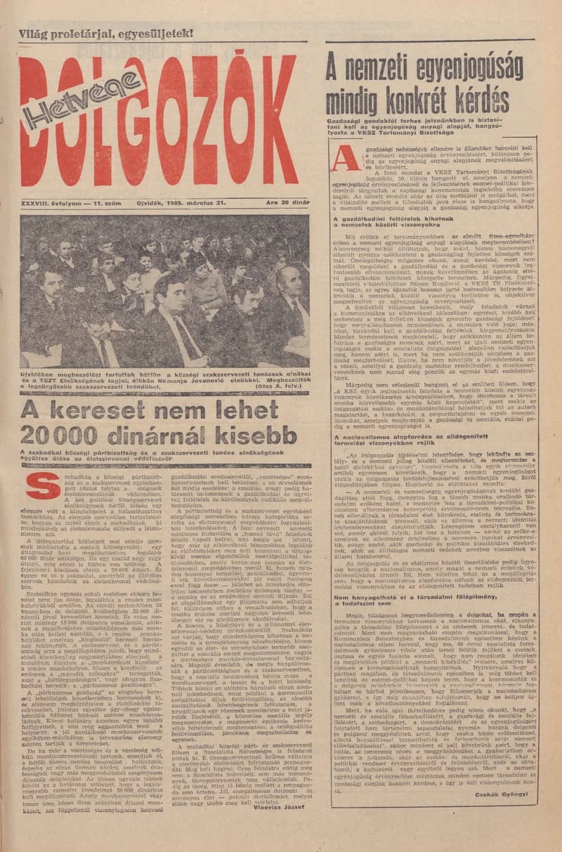 Dolgozók, 39. évf. 1985. március 21. 11. sz.