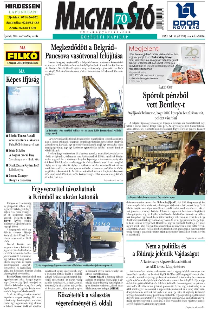 Magyar Szó, 71. évf. 2014. március 26. 69. sz. 1–20. oldal