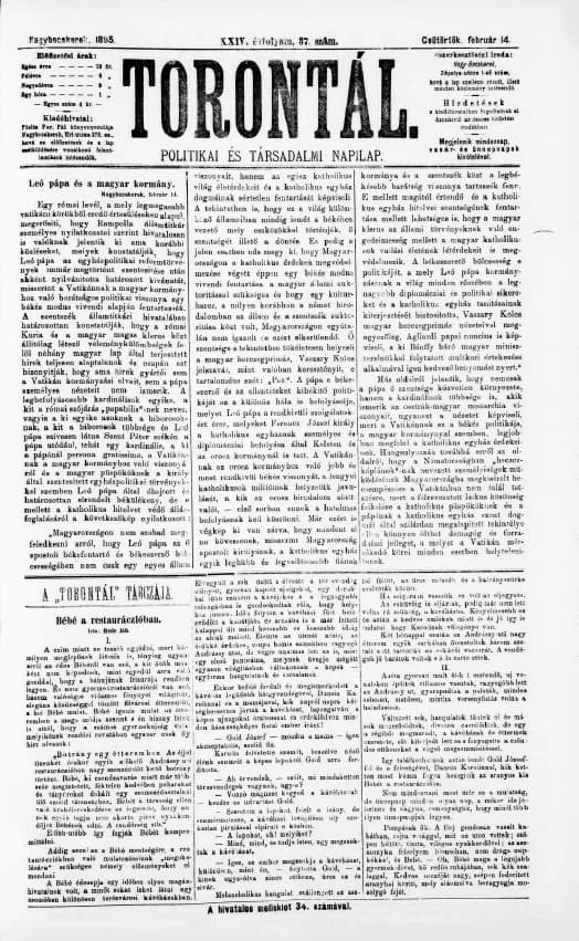Torontál, 24. évf. 1895. február 14. 37. sz.