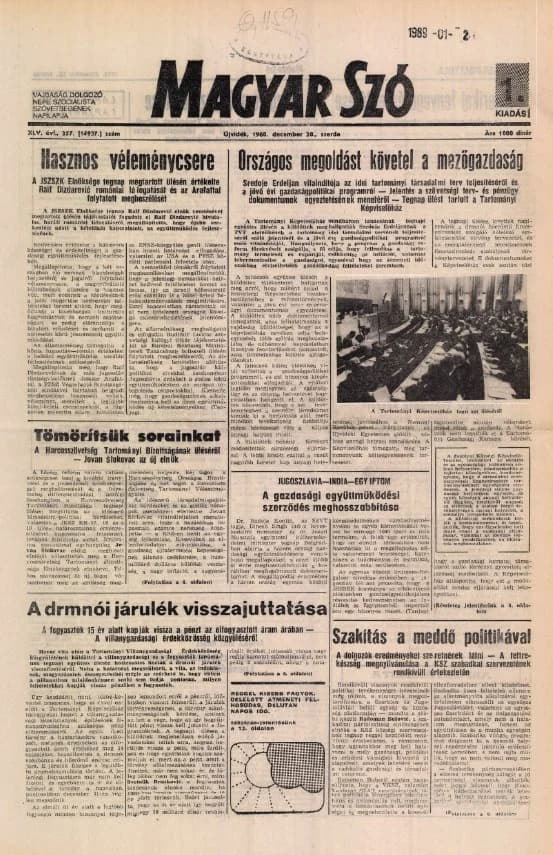 Magyar Szó, 45. évf. 1988. december 28. 357. sz.