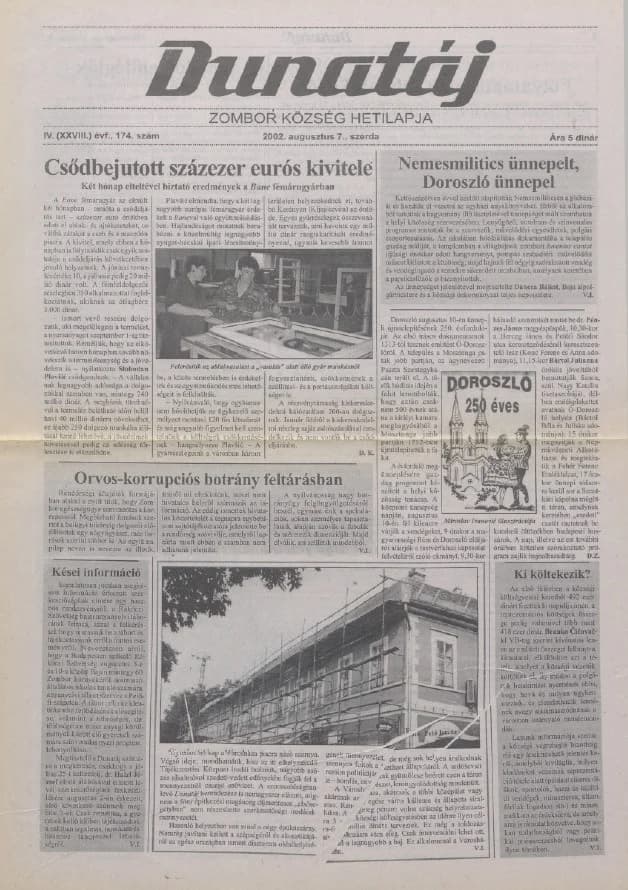Dunatáj, 4. évf. 2002. augusztus 7. 174. sz.
