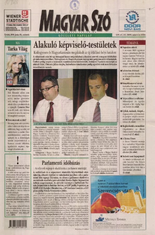 Magyar Szó, 65. évf. 2008. június 26. 145. sz. 1–20. oldal