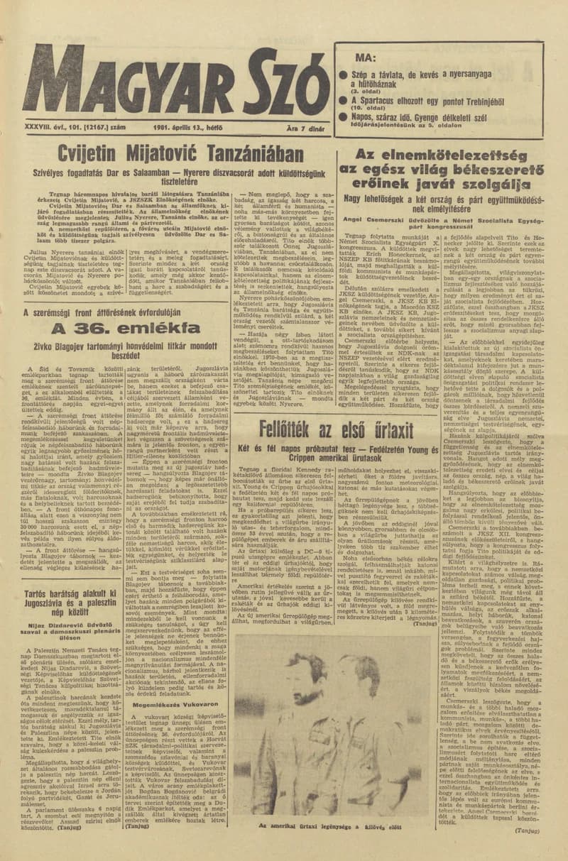 Magyar Szó, 38. évf. 1981. április 13. 101. sz.