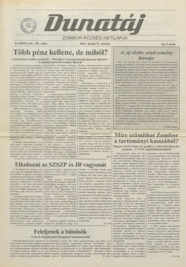 Dunatáj, 3. évf. 2001. április 11. 105. sz.