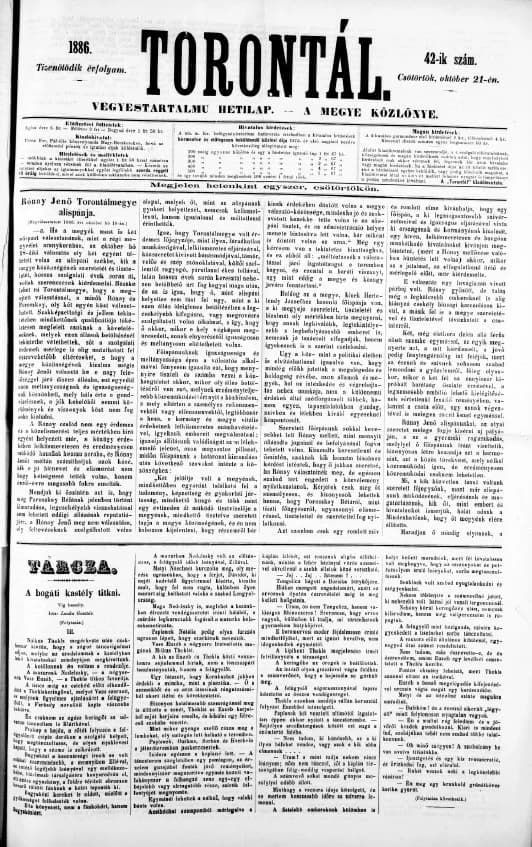 Torontál, 15. évf. 1886. október 21. 42. sz.