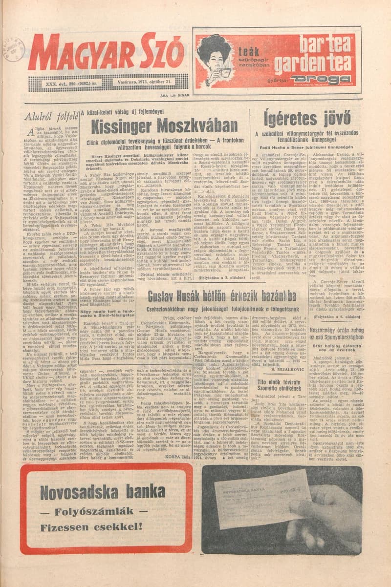 Magyar Szó, 30. évf. 1973. október 21. 290. sz.