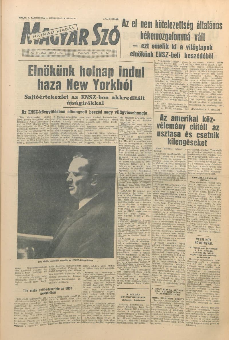 Magyar Szó, 20. évf. 1963. október 24. 293. sz. 1–16. oldal