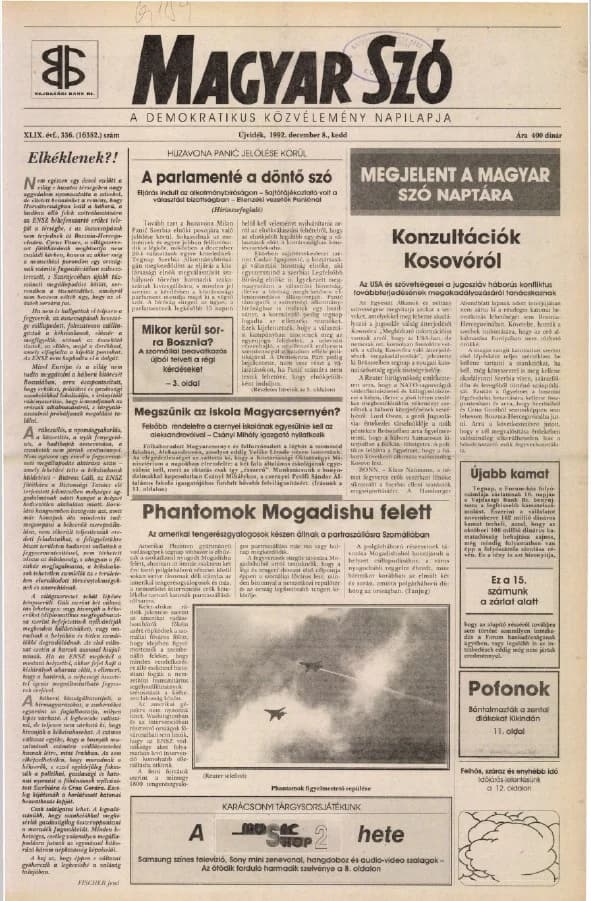 Magyar Szó, 49. évf. 1992. december 8. 336. sz. 1–16. oldal