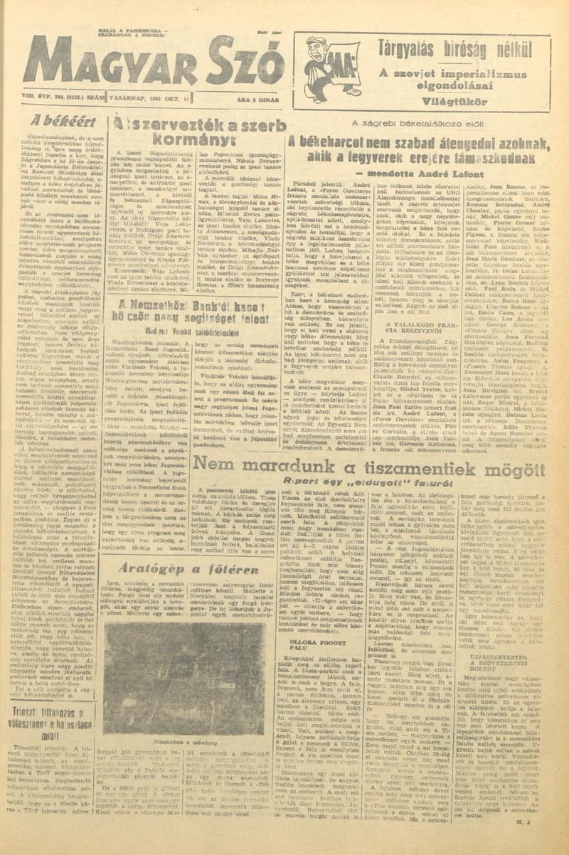 Magyar Szó, 8. évf. 1951. október 14. 244. sz. 1–8. oldal