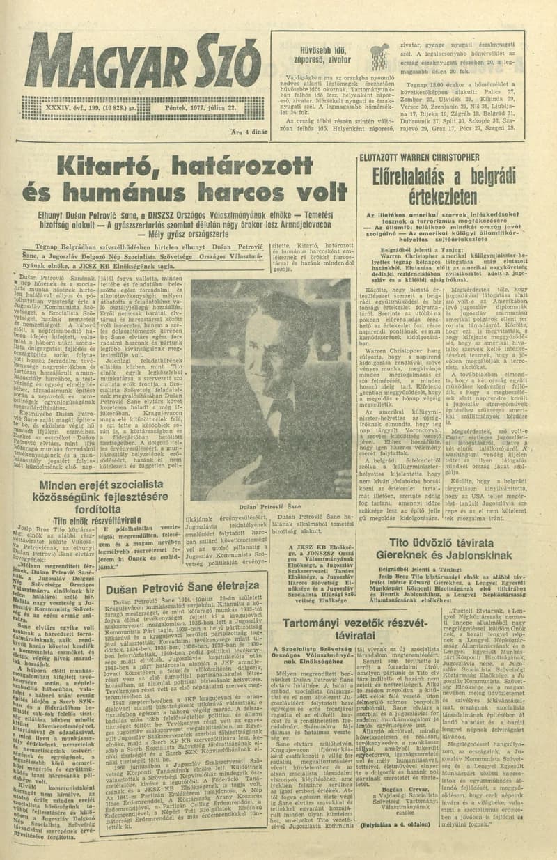 Magyar Szó, 34. évf. 1977. július 22. 199. sz.