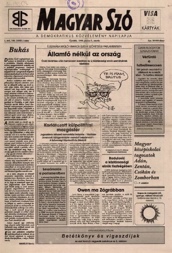 Magyar Szó, 50. évf. 1993. június 2. 146. sz. 1–12. oldal