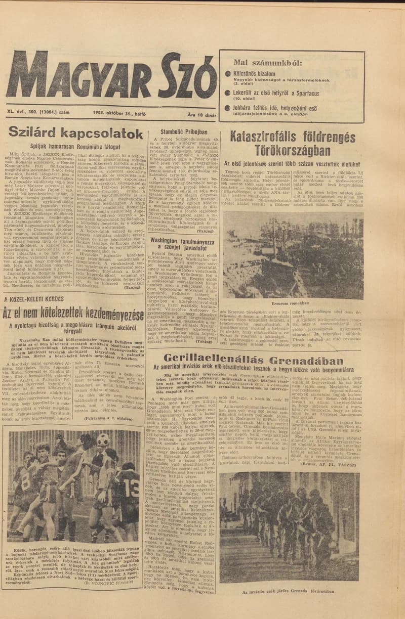Magyar Szó, 40. évf. 1983. október 31. 300. sz.