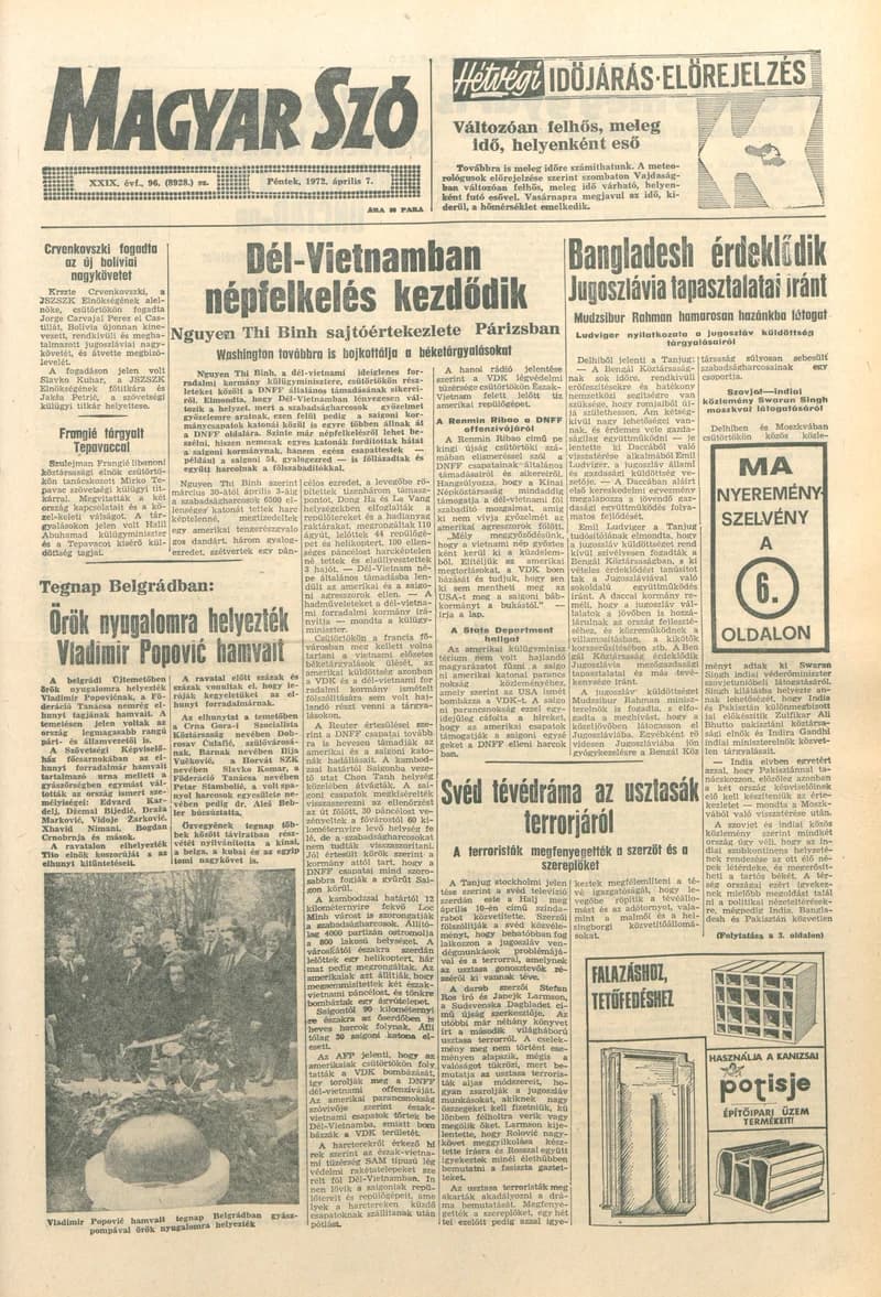 Magyar Szó, 29. évf. 1972. április 7. 96. sz. 1–12. oldal