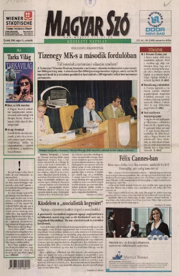 Magyar Szó, 65. évf. 2008. május 15. 109. sz.