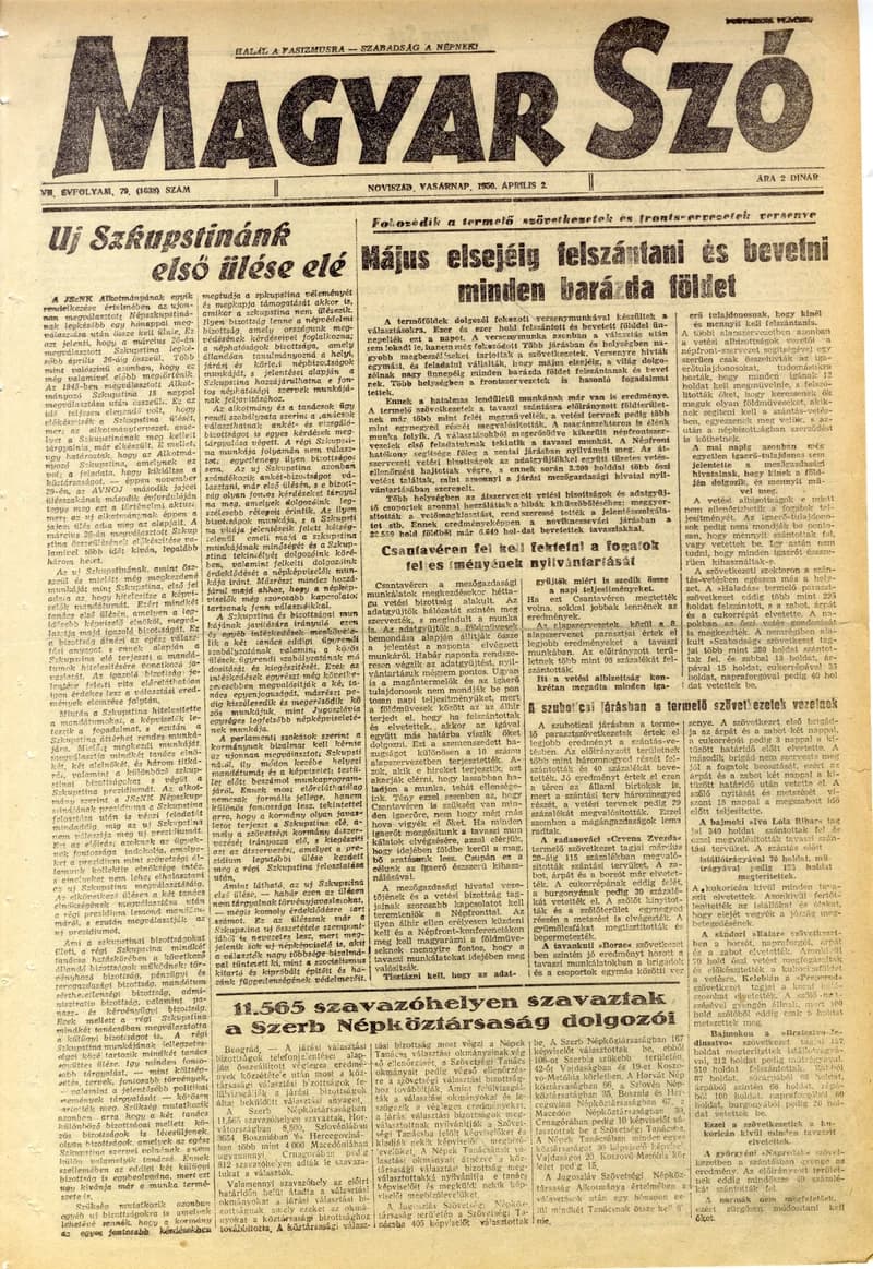 Magyar Szó, 7. évf. 1950. április 2. 79. sz. 1–4. oldal