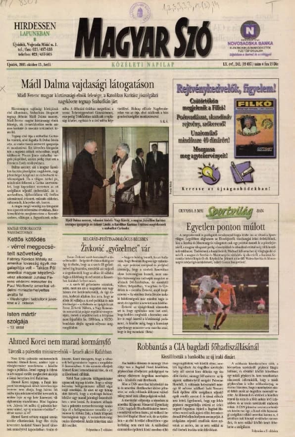 Magyar Szó, 60. évf. 2003. október 13. 242. sz. 1–16. oldal
