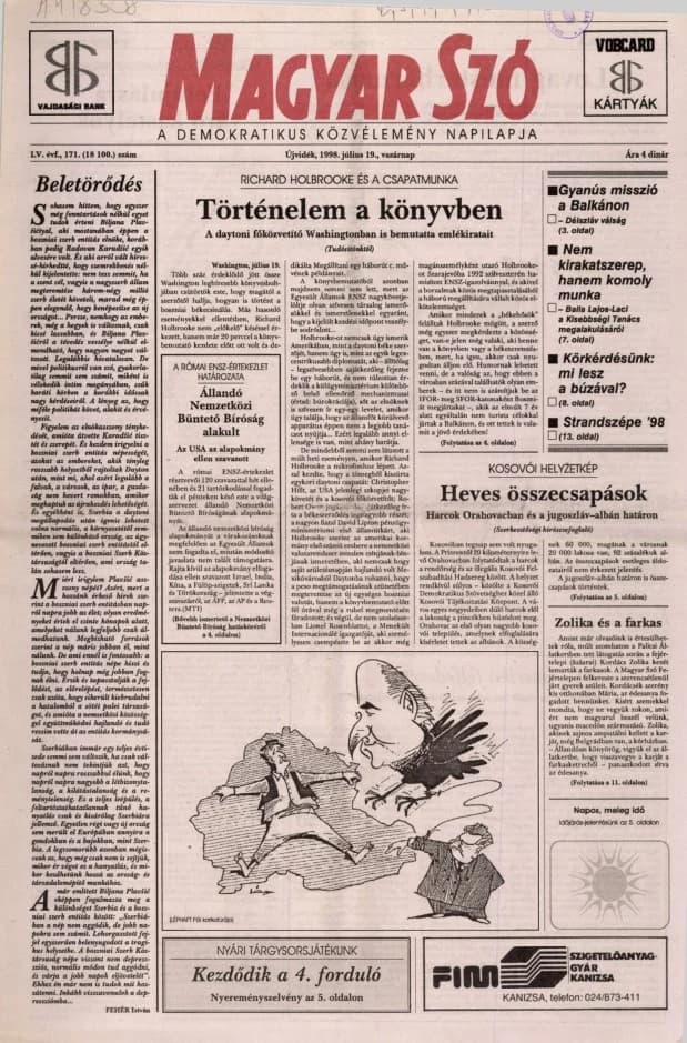 Magyar Szó, 55. évf. 1998. július 19. 171. sz. 1–24. oldal