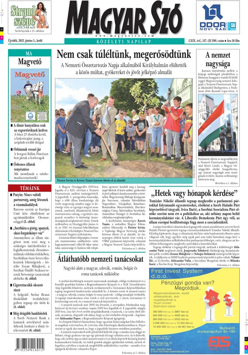 Magyar Szó, 69. évf. 2012. június 5. 127. sz. 1–20. oldal