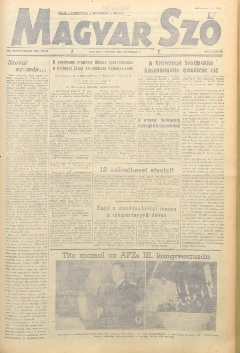 Magyar Szó, 7. évf. 1950. november 3. 261. sz. 1–4. oldal