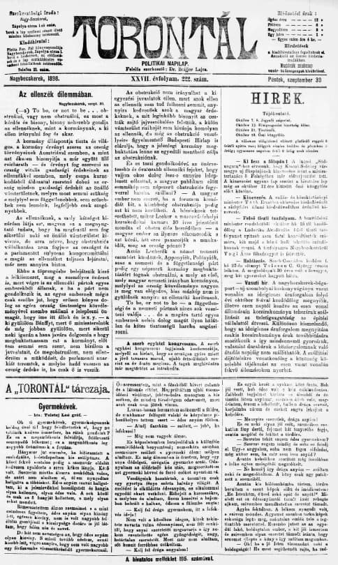 Torontál, 27. évf. 1898. szeptember 30. 222. sz.